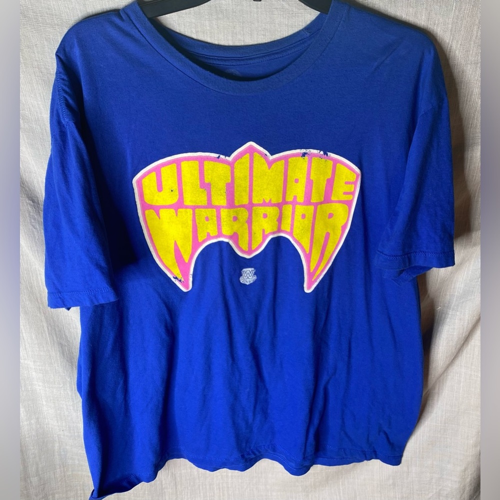 WWF WWE The Ultimate Warrior Shirt Mens XLarge Blue Wrestling Legends